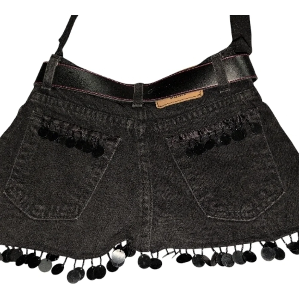 DIY Denim Shirt Shoulder/Crossbody Bag W/ Belt & Sequin Fringe